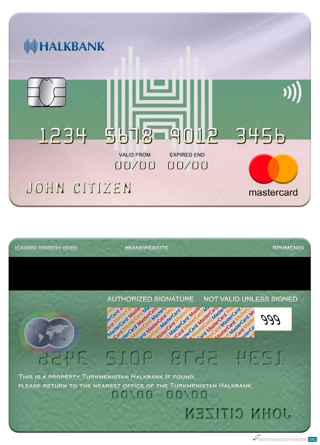 Download Turkmenistan Halkbank mastercard Photoshop template